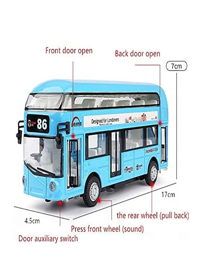 حافلة دارفيس لعبة ذات طابقين مصنوعة من سبيكة معدنية مصبوبة، مزودة بإضاءة وصوت وباب قابل للفتح، تعمل بنظام السحب للخلف، للأطفال، لون أحمر - Image 2